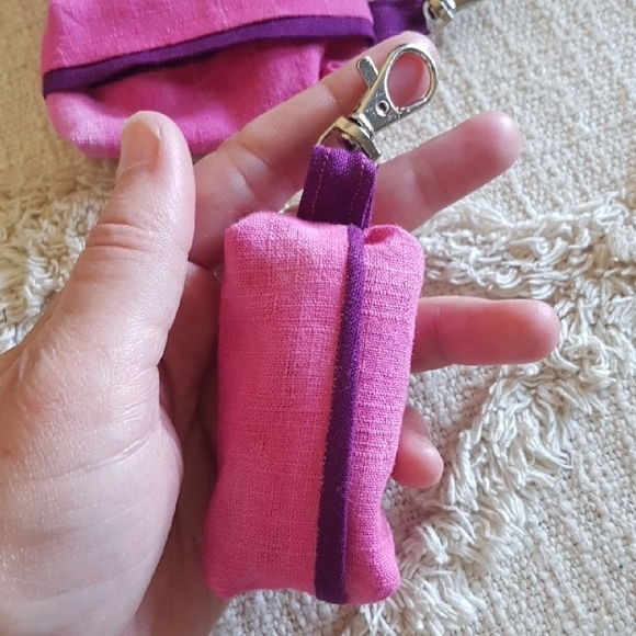 Pink and Purple Doggy DOO Doggy Poo Bag Blue Pouch Zero Waste Handmade - Picture 3 of 4